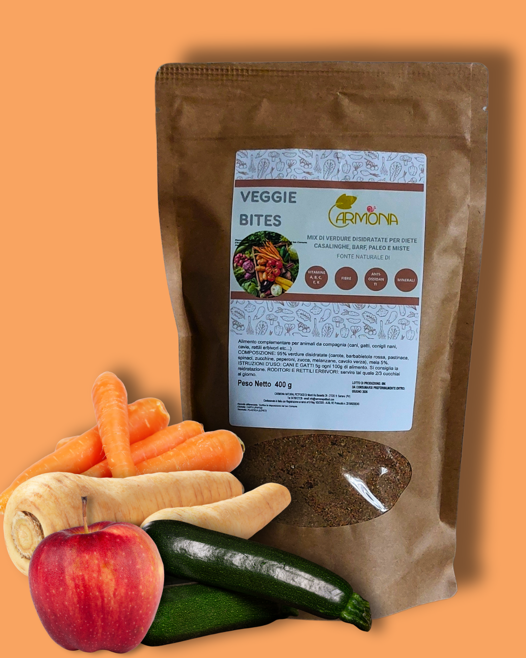 MIX DI VERDURA E FRUTTA DISIDRATATA IN POLVERE PER DIETE CASALINGHE, BARF, PALEO E MISTE- 400 g