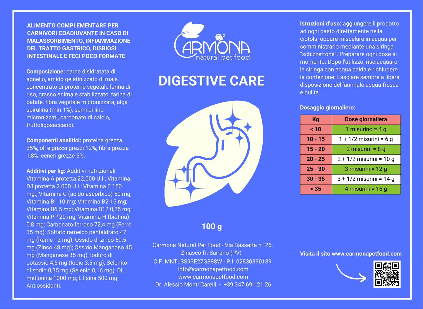 DIGESTIVE CARE - confezione da 100 g con misurino da 4 g incluso